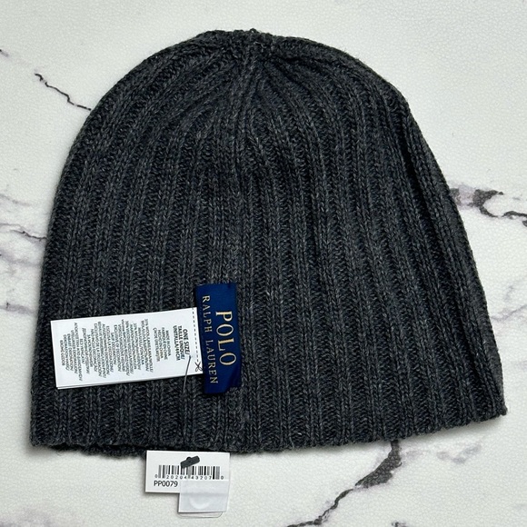Polo Ralph Lauren Men’s Winter Beanie Hat Wool Blend Uncuffed Ribbed Gray NWT OS - Picture 7 of 16